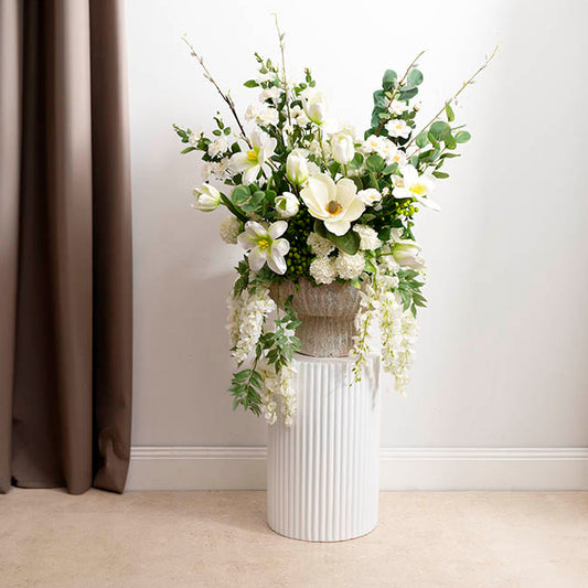 Fibreglass Compote Planter Limestone Nude (39cmDx25cmH)