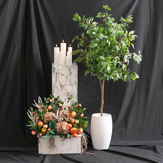 Fibreglass Round Planter Pot Matte White (26x42cmH)