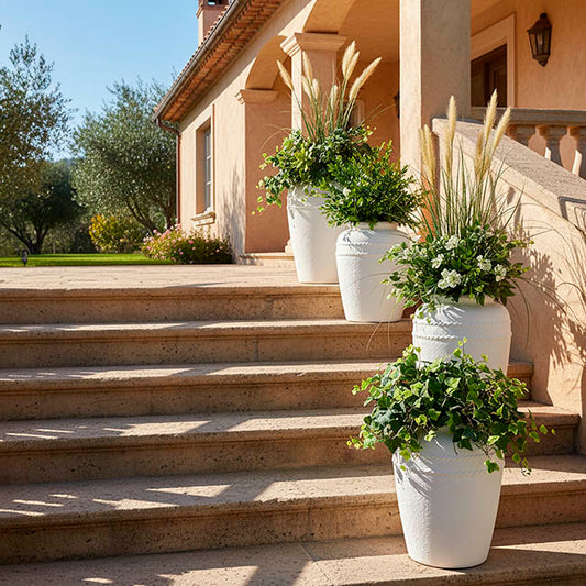 Fibreglass Roman Planter Limestone White (46x65cmH)