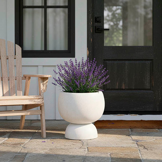 Fibreglass Egg Cup Design Planter Matte White (35x35cmH)