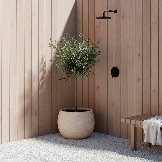 Fibreclay Large Round Planter Beige (38x28cmH)