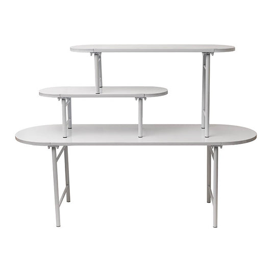 Display Table 3 Tier Metal White (106cmH)