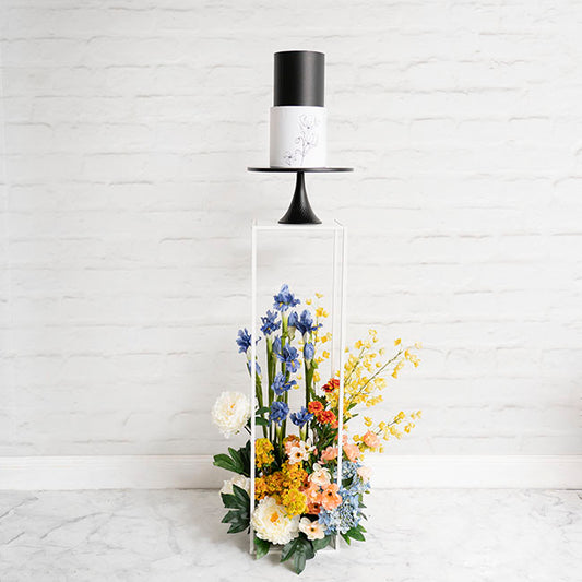 Metal Centrepiece Flower Table Stand KD White (30x30x110cmH)