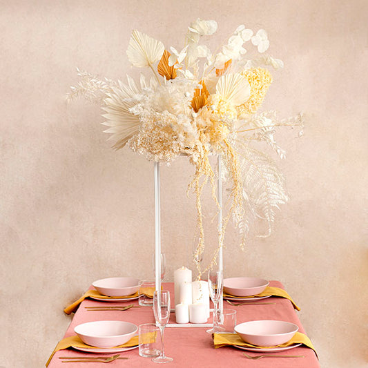 Metal Centrepiece Table Stand Set 2 White (65cmH&50cmH)