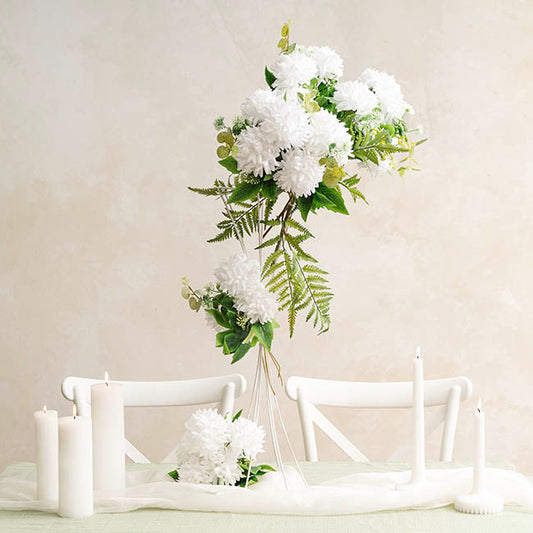 Metal Geometric Centrepiece Flower Stand White (20cmDx66cmH)