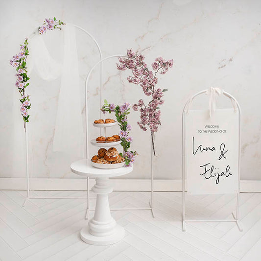 Wedding Metal Arch Backdrop Frame Set 3 White (182cmH)