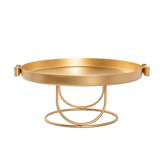 Cake Display Stand w Bow Gold (30cmDx13.5cmH)