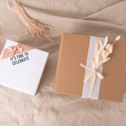 Gift Box with Lid Large Flat Pack Kraft Brown (22x14cmH)