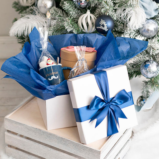 Gift Box with Lid Large Flat Pack Gloss White (22x14cmH)