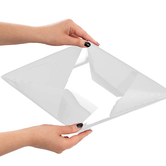 Gift Box with Lid Large Flat Pack Gloss White Pk2 (22x14cmH)