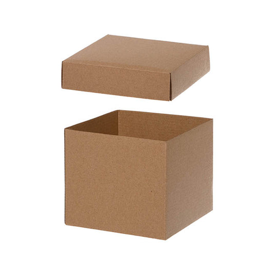 Gift Box with Lid Mini Flat Pack Kraft Brown Pk2 (13x12cmH)
