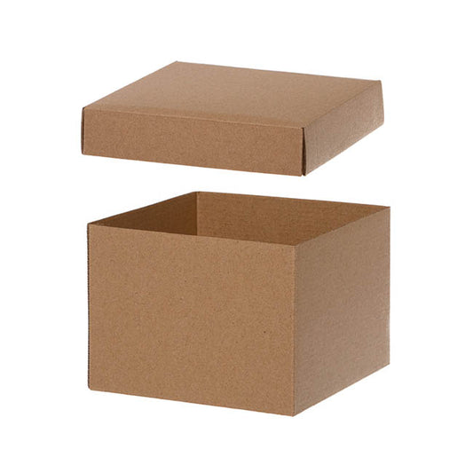 Gift Box with Lid Medium Flat Pack Kraft Brown Pk2(16x12cmH)