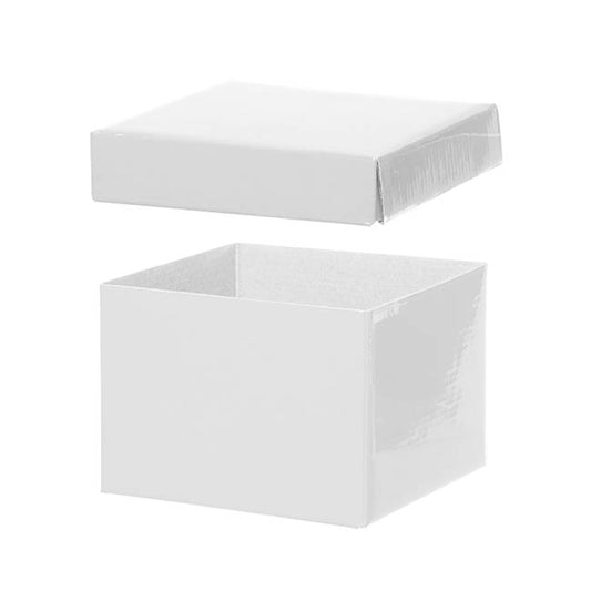 Gift Box with Lid Medium Flat Pack Gloss White Pk2(16x12cmH)