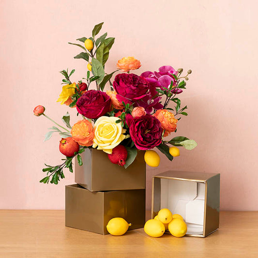 Medium No.6 Posy Box Autolock Base Pk10 Gold (16x12cmH)