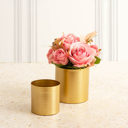 Metal Pot Round Brass Gold (10x10cmH)
