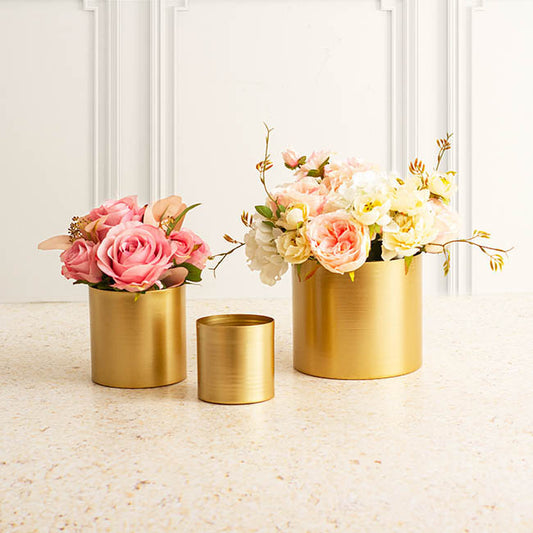 Metal Pot Round Brass Gold (13x13cmH)