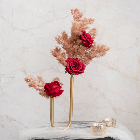 U Shape Metal Tube Vase Gold (10cmDx28cmH)