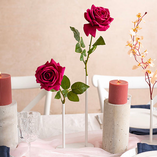 Asymmetrical Two Tube Metal Vase White (15x8x28cmH)