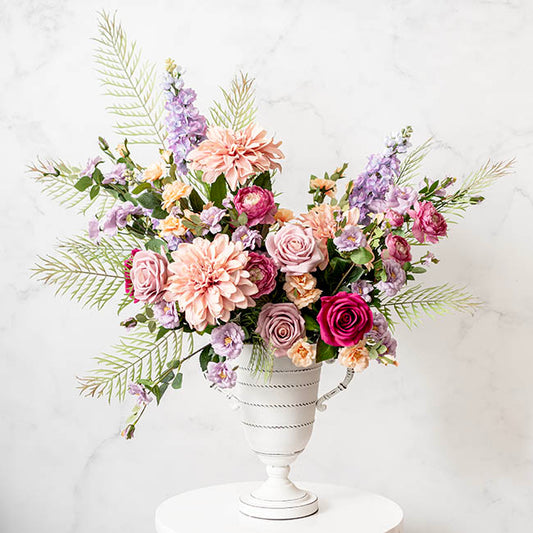 Decorative Flute Metal Vase Antique White (30.5x24x35.5cmH)