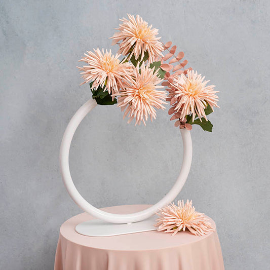Circular Edging Over Metal Vase White (25cmH)