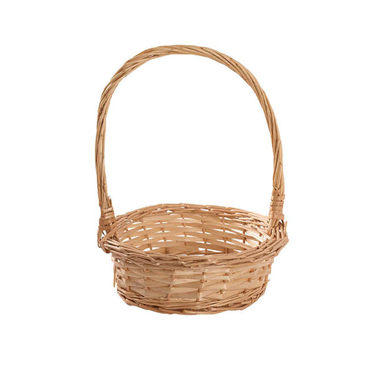 Willow Basket with Handle Round Natural (26x9cmH)