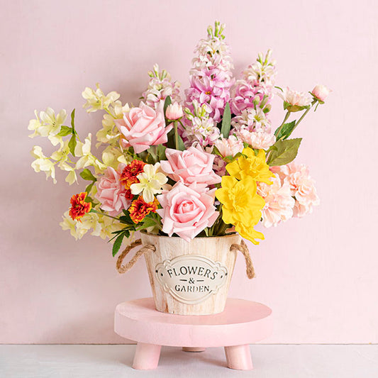 Nature Touch Wooden Bucket Planter (17cmDx13cmH)