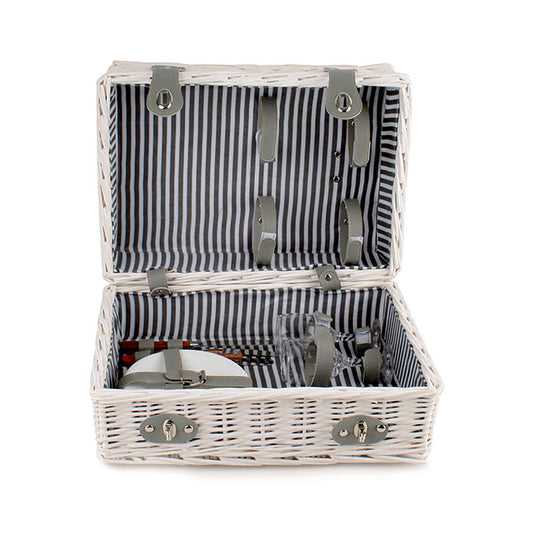 2 Person Picnic Basket for 2 Wine White (40x28x20cmH)