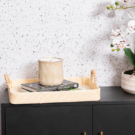 Woven Basket Rectangle W Handles Lgt Brown (40x30x5cmH)