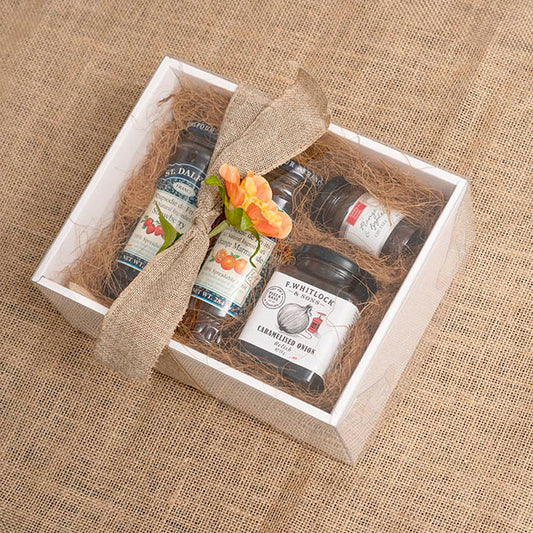 Gift Hamper Box with PVC Lid Rectangle White (30Lx20Wx12Hcm)