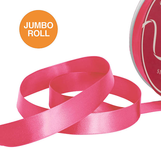 Jumbo Bulk Ribbon Single Face Satin Hot Pink (25mmx100yd)
