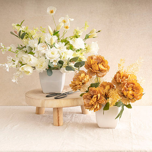 Ceramic Flora Taper Pot 12x12x12cmH White