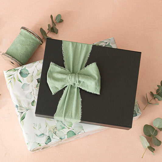 Ribbon with Wooden Spool Calico Moss (80mmx5m)