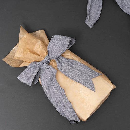 Ribbon Rustic Linen Wire Edge Blue Denim (60mmx20m)