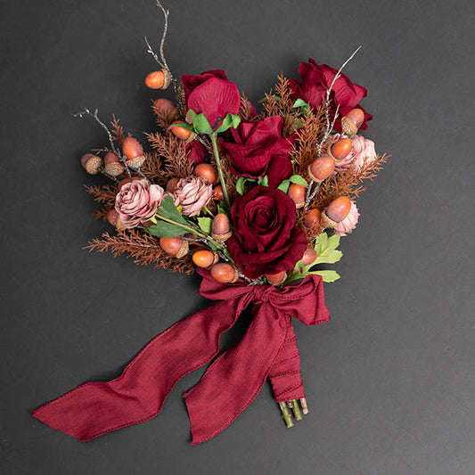 Ribbon Rustic Linen Wire Edge Maroon Red (60mmx20m)