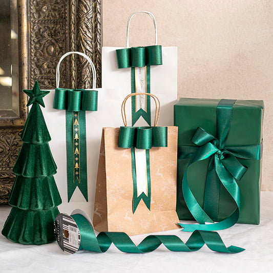 Ribbon Double Face Satin Shimmer Forest Green (50mmx20m)