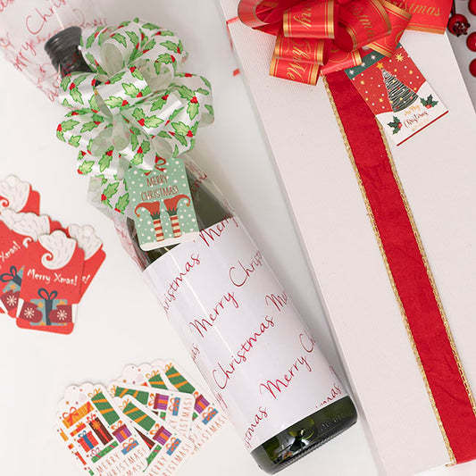 Ribbon Pull Bow Pom Pom Holly White Green (30mmx12.5cm) Pk5