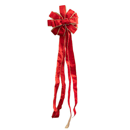 Pre-Made Bow Luxury Tree Topper Velvet Red (33Wx113Lcm)