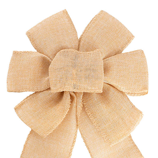 Pre-Made Bow Ribon Bow Linen 6 Loops Natural (20Wx26L)