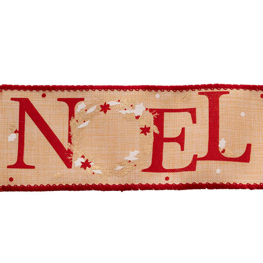 Ribbon Linen Wire Edge NOEL Natural (60mmx20m)