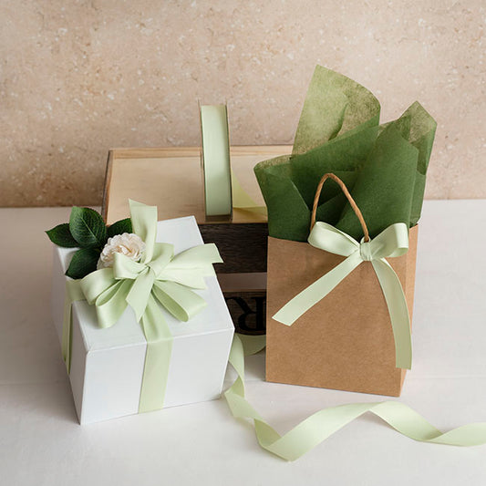 Cotton Ribbon Recycled rPET Material Pistachio (25mmx25m)