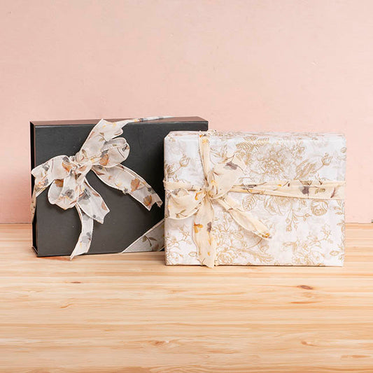 Ribbon Chiffon Fabulous Florals Sewn Edge Ivory (50mmx10m)