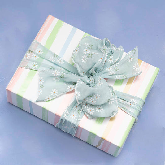 Ribbon Sheer Daisy Delight Wire Edge Ocean (60mmx10m)