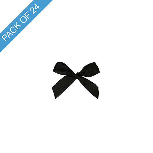 Pre-Made Ribbon Bow 10mm Satin Black Pack 24 (3.5cm)