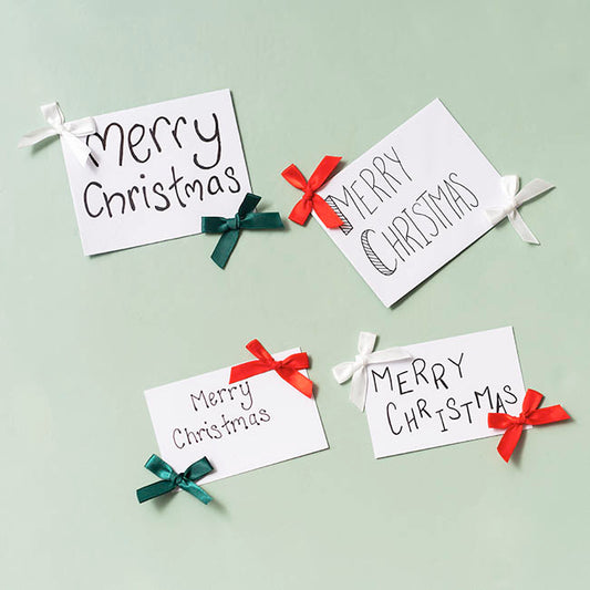 Pre-Made Ribbon Bow 10mm Satin Xmas Mix Pack 48 (3.5Lcm)