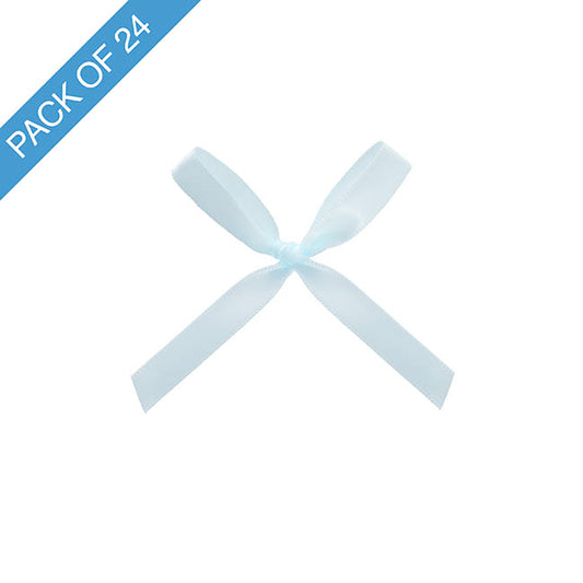 Pre-Made Ribbon Bow Double Face Satin Blue Pk24 (10mmx6.5cm)