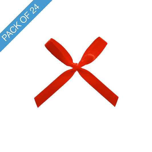Pre-Made Ribbon Bow Double Face Satin Red Pk24 (10mmx6.5cm)