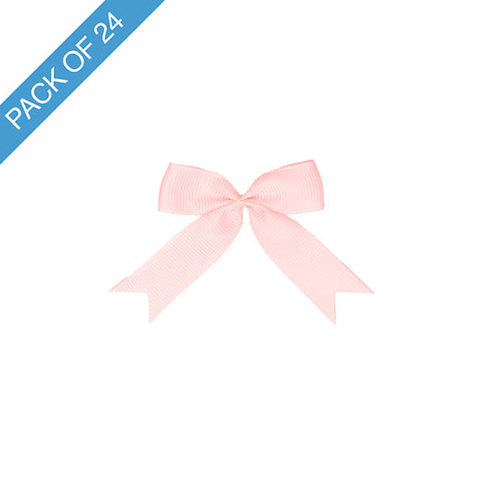 Pre-Made Ribbon Bow Grosgrain Baby Pink Pack 24 (15mmx5cm)