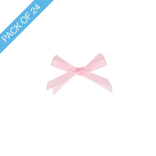Pre-Made Ribbon Bow Organza Satin Baby Pink Pk24 (6mmx5cm)