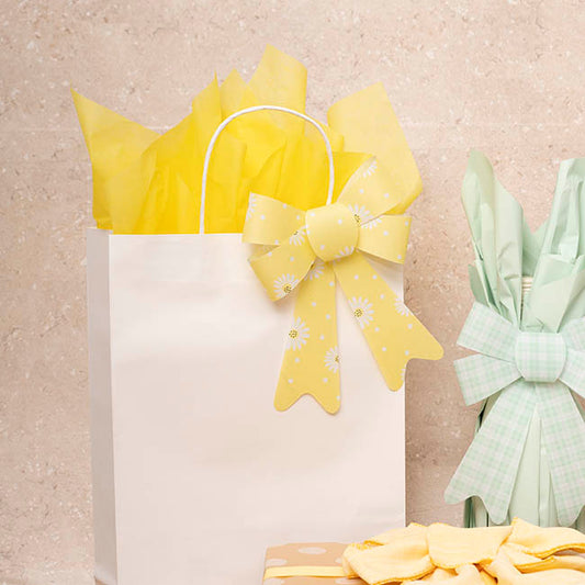 Pre-Made Bow Fabric Top Daisy Delight Lemon Pack 2 (14x19cm)