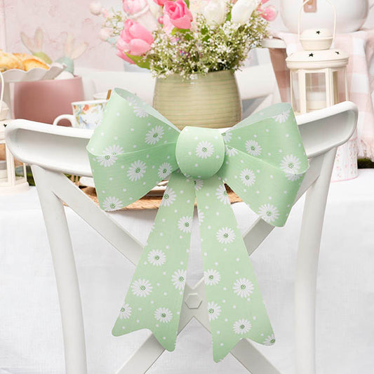 Pre-Made Bow Fabric Top Daisy Delight Green (28*37cm)